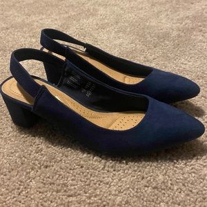 Blue 1 inch heels, gently worn (size 7.5)